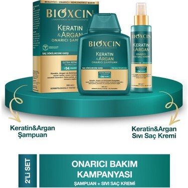 Bioxcin Keratln & Argan Şampuan 300 ml + Sıvı Saç Kremi 150 ml