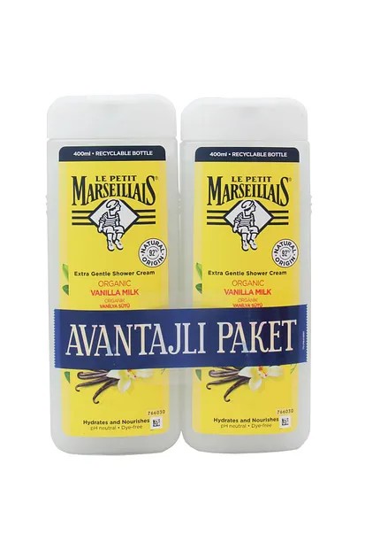 Le Petit Marseillais Ekstra Yumuşak Formüllü Organik Vanilya Sütü Duş Jeli 2 X 400 ml