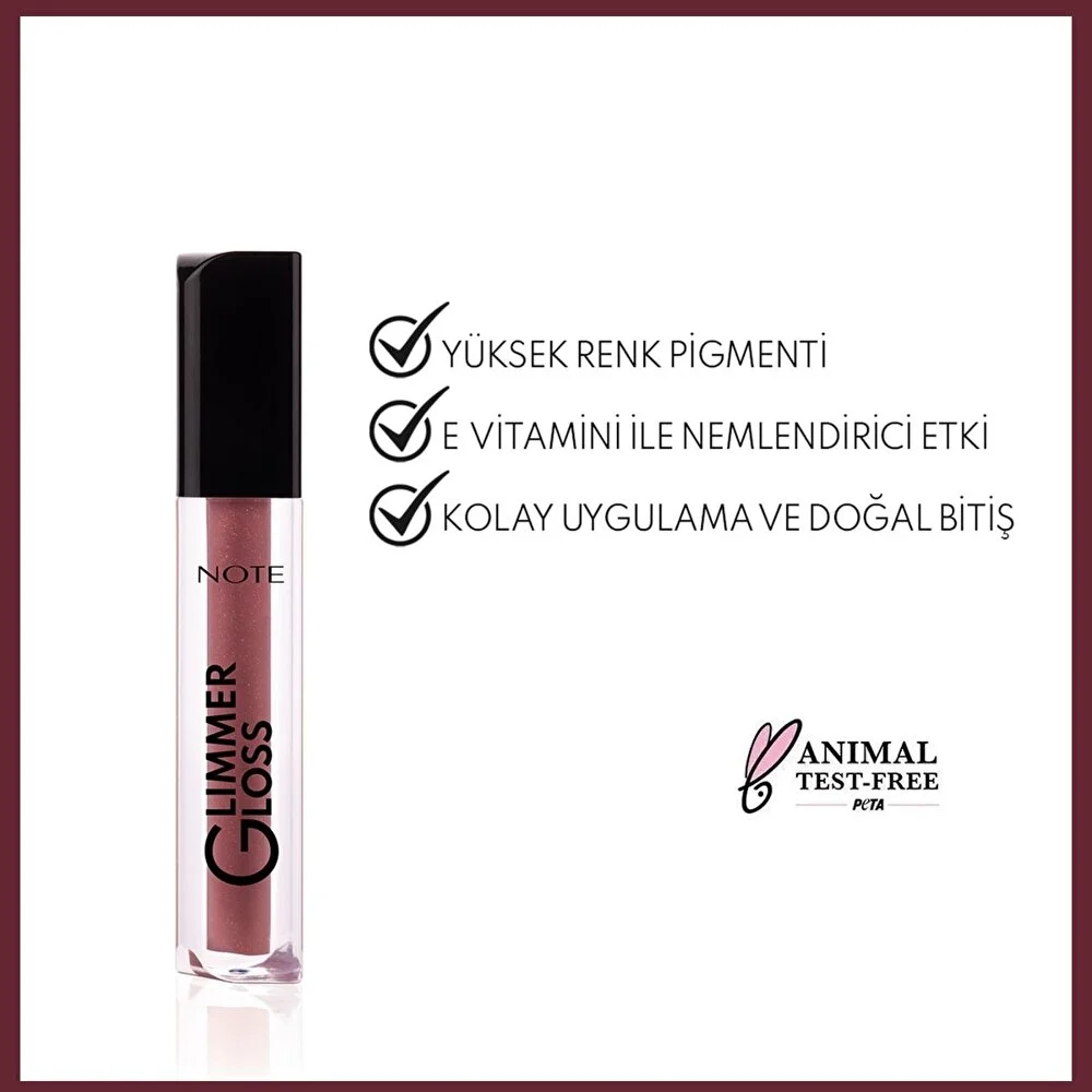 Note Glimmer Gloss Işıltılı Nemlendirici Dudak Parlatıcısı 40 Rosy Wood