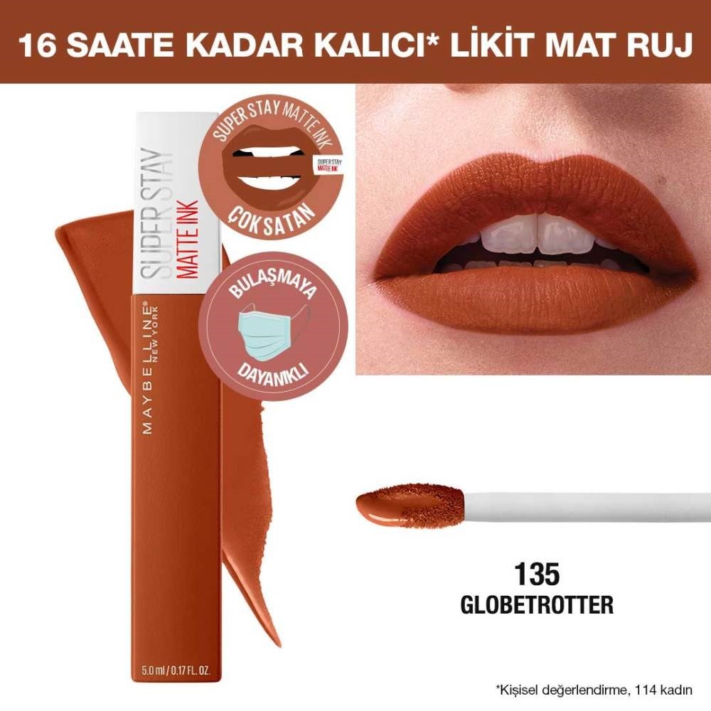 Maybelline New York Likit Mat Ruj - SuperStay Matte Ink City Edition Lipstick 135 Globe Trotter