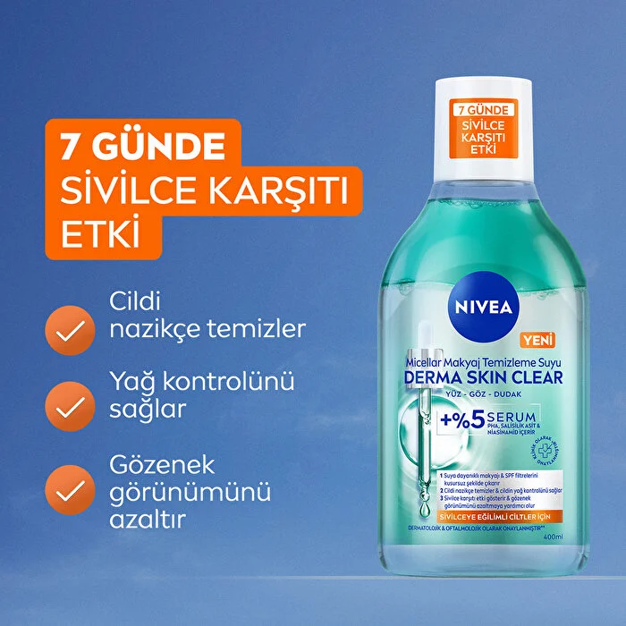 Nivea Makyaj Temizleme Suyu Derma Skin Clear Micellar Water 400 ml