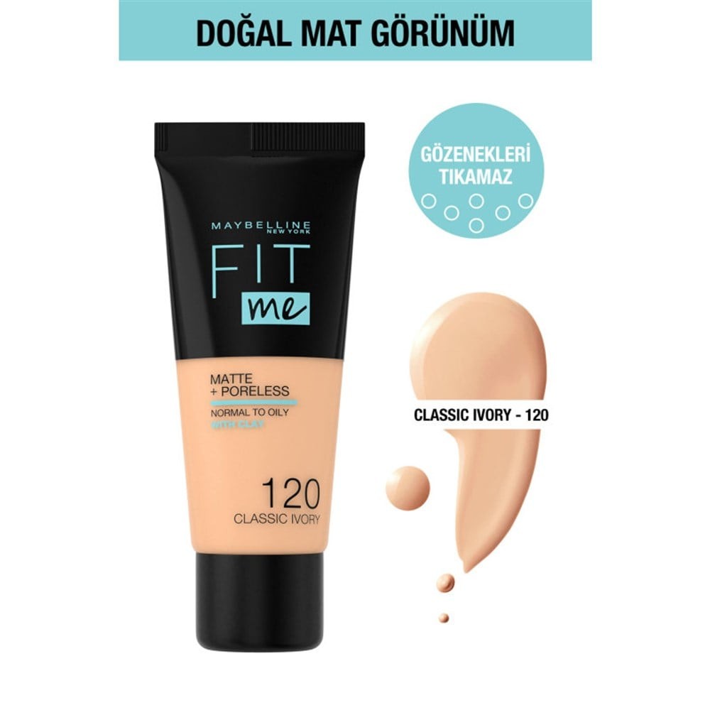 Maybelline New York Mat Fondöten Fit Me Matte Poreless Foundation 120