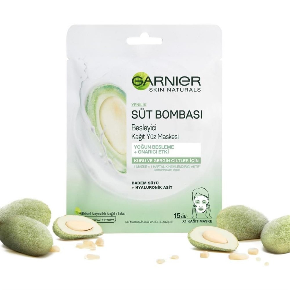 Garnier Kağıt Maske Süt Bombası Badem Sütü