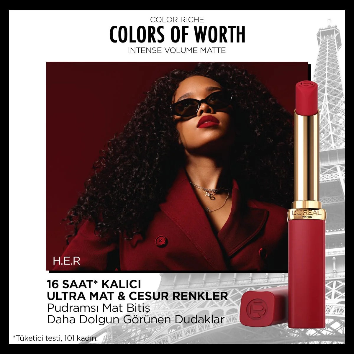 LOREAL PARIS MAKEUP Ruj Color Riche Volume Mat 300 Rouge Confident