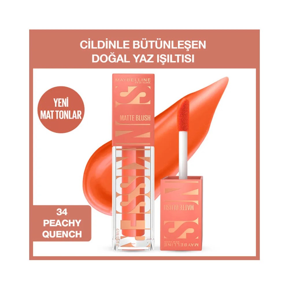 Maybelline New York Sunkisser Hazy Matte Likit Allık 34 Peachy Quench