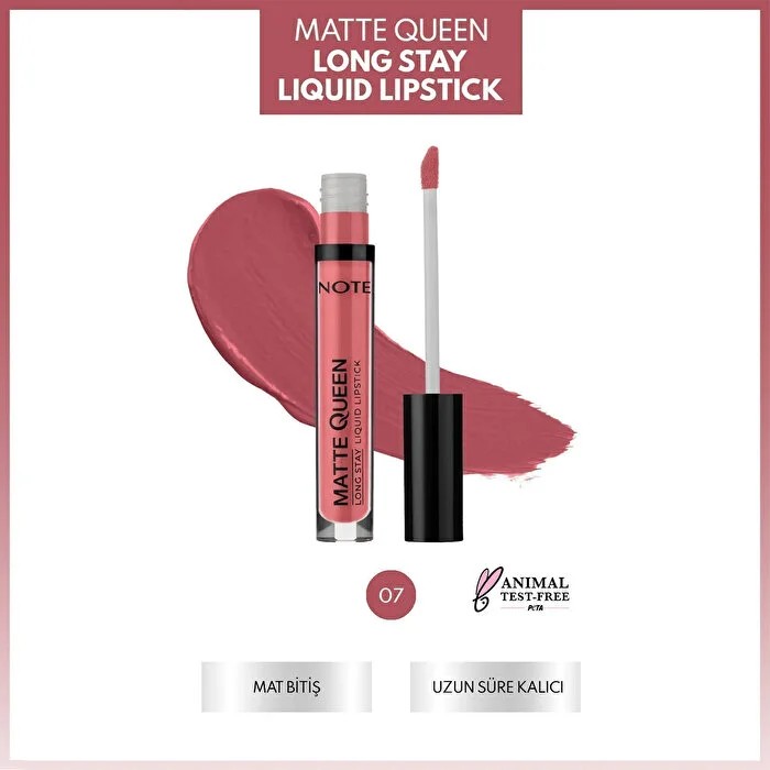 Note Matte Queen Lipstick Kalıcı Likit Ruj 07 Proud Pink