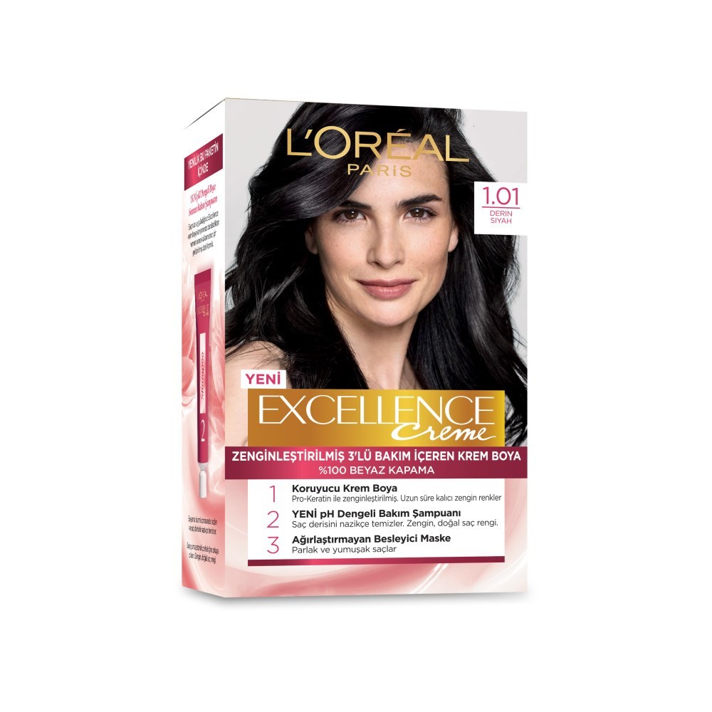 Loreal Paris Excellence Krem Saç Boyası 1.01 Derin Siyah