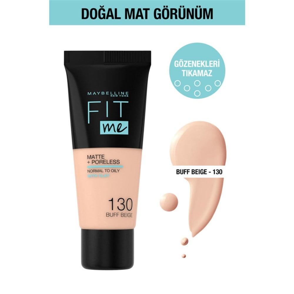 Maybelline New York Mat Fondöten Fit Me Matte Poreless Foundation 130