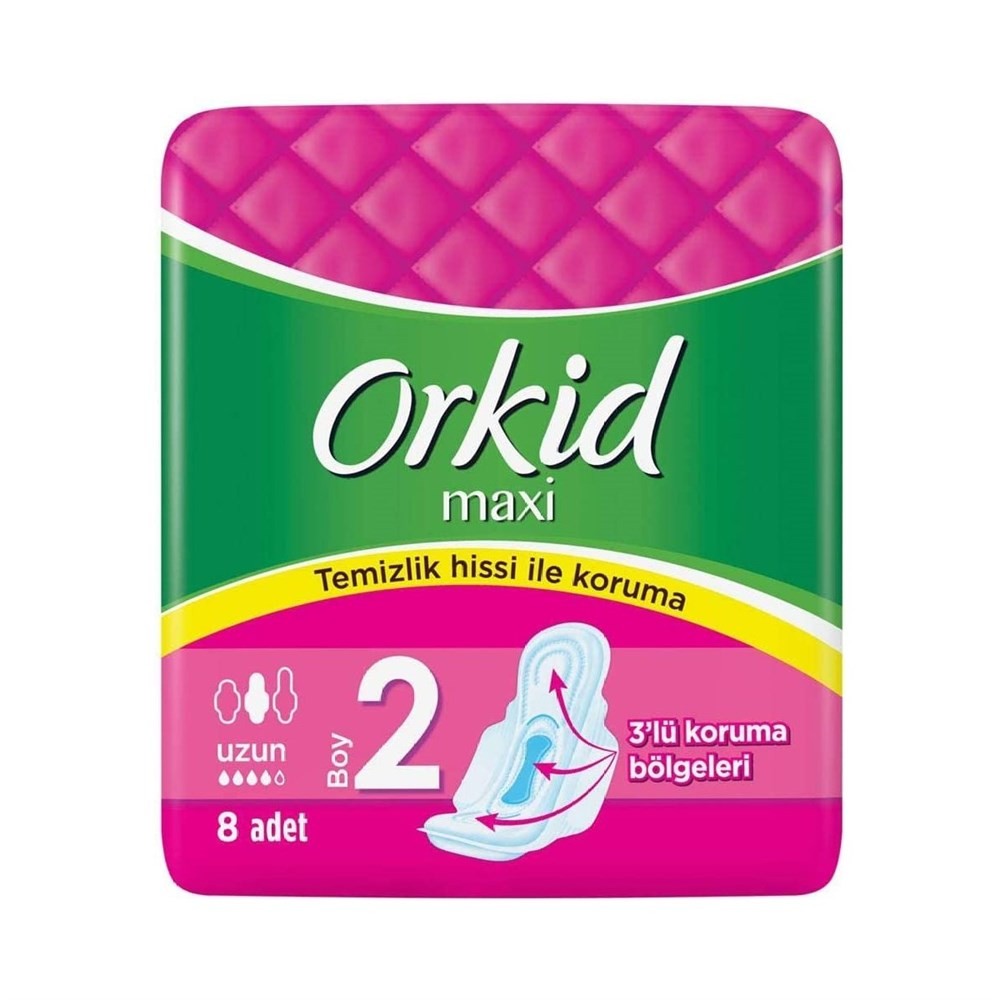 Orkid Maxi Hijyenik Ped Uzun Tekli Paket 8li