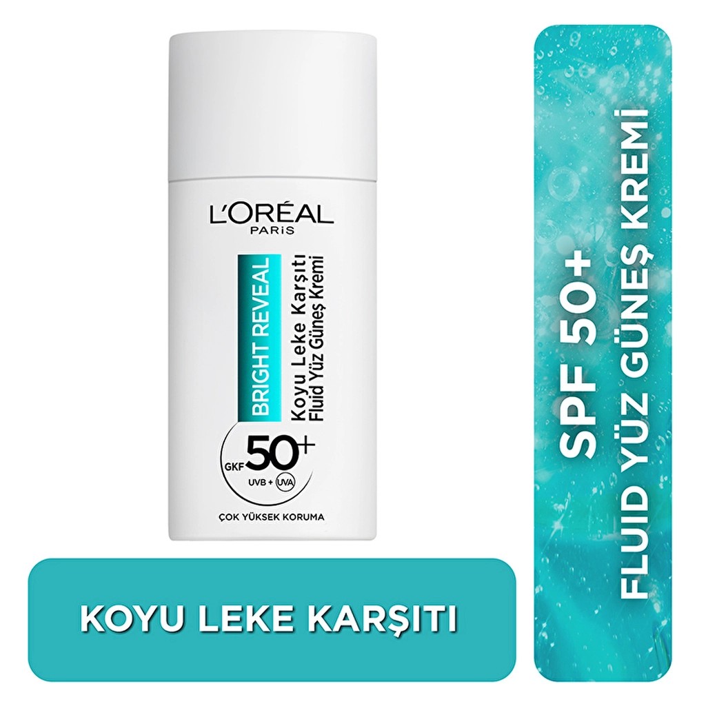 Loreal Paris Bright Reveal SPF 50+ Koyu Leke Karşıtı Fluid Günlük Yüz Güneş Kremi 50 ml