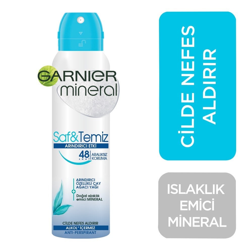 Garnier Mineral Aeresol Kadın Deodorant Saf &amp;Temiz 150 ml