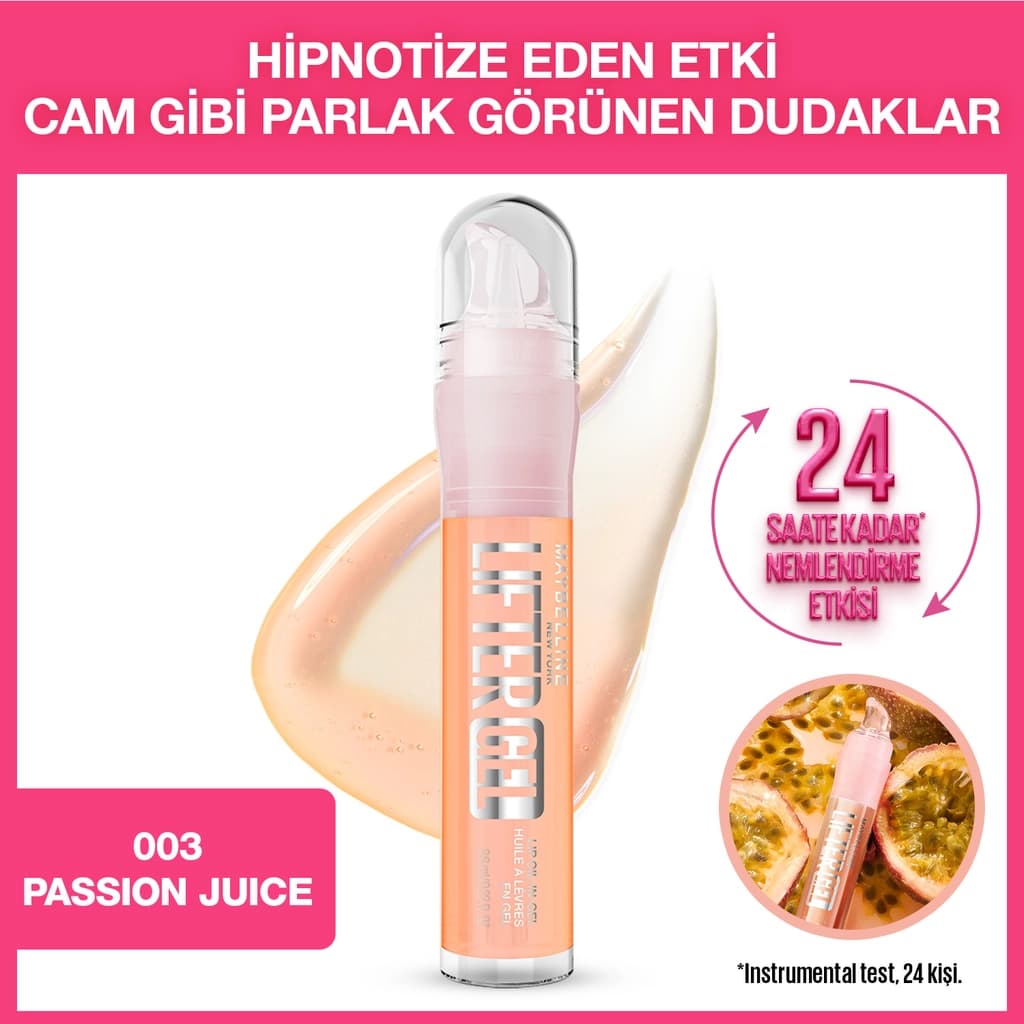Maybelline New York Lifter Gel Ekstra Parlak ve Nemlendirici Dudak Parlatıcısı 003 Passion Juice