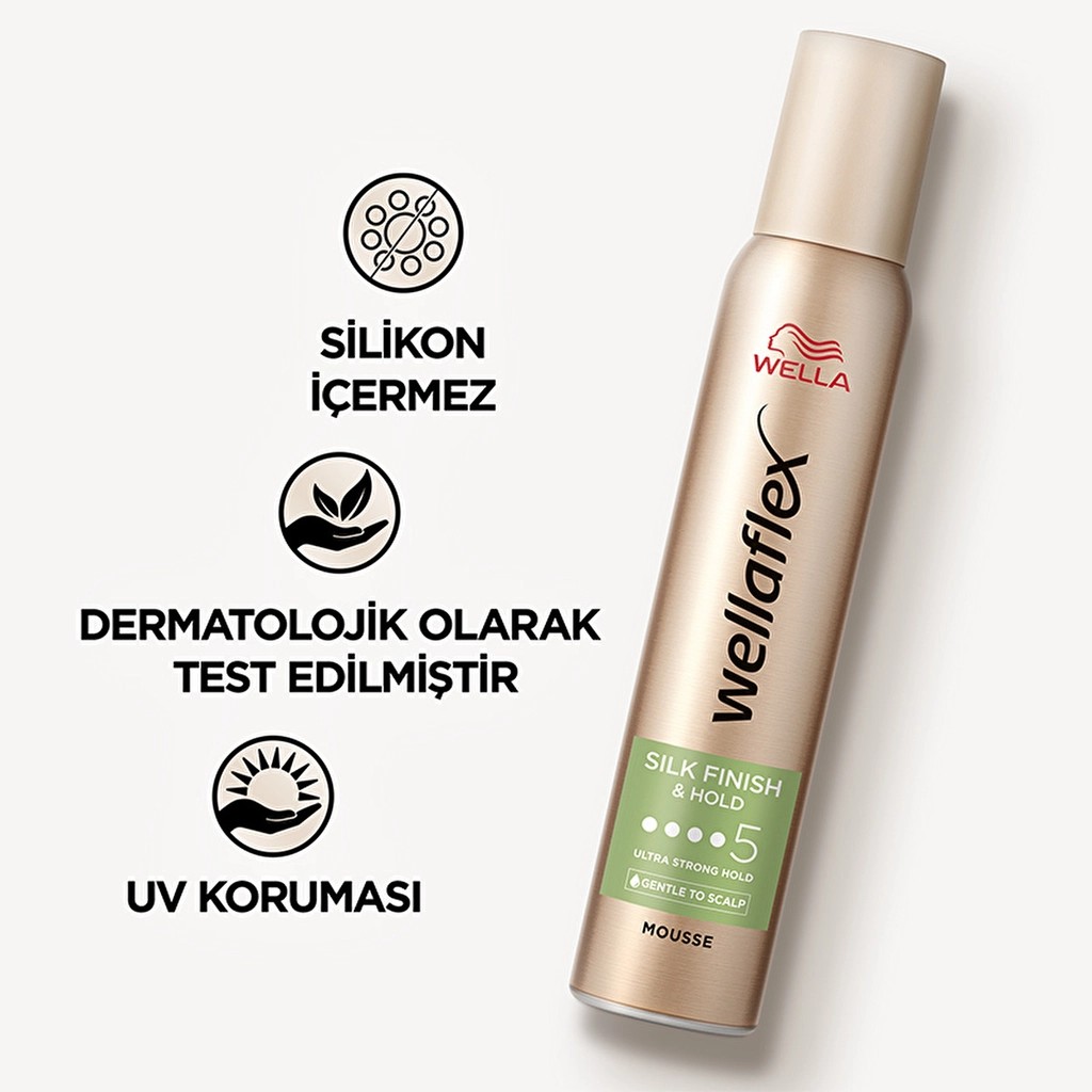 Wella Wellaflex Silk Finish & Hold İpeksi Bitiş ve Tutuş Sağlayan Saç Köpüğü Ultra Strong Hold 200 ml - 5/5 Hold