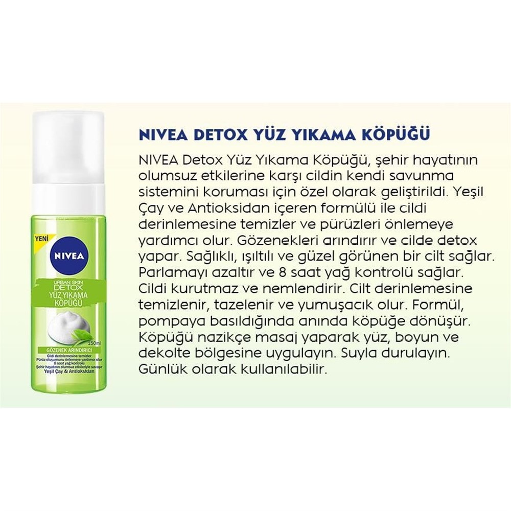 Nivea Yüz Yıkama Köpüğü Soyulabilir Urban Skin Detoks Maske 150 ml