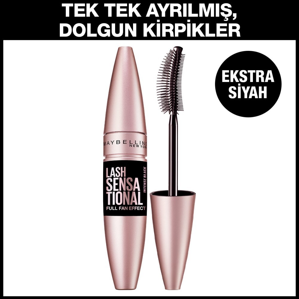 Maybelline New York Kıvrım ve Hacim Etkili Ekstra Siyah Maskara Lash Sensational Intense Black Mascara 04