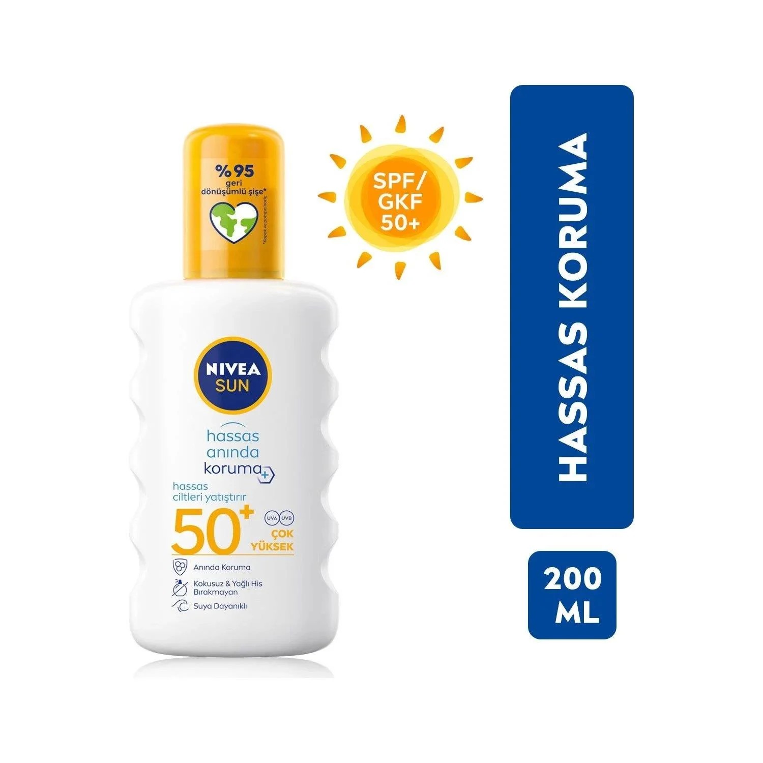 Nivea Sun Hassas Ciltler İçin +50Spf Anında Koruyucu Güneş Spreyi 200 ml