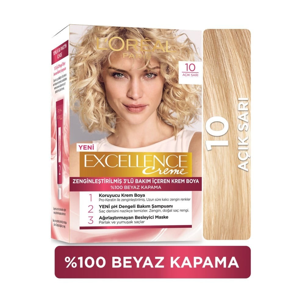 Loreal Paris Excellence Creme Saç Boyası - 10 Açık Sarı