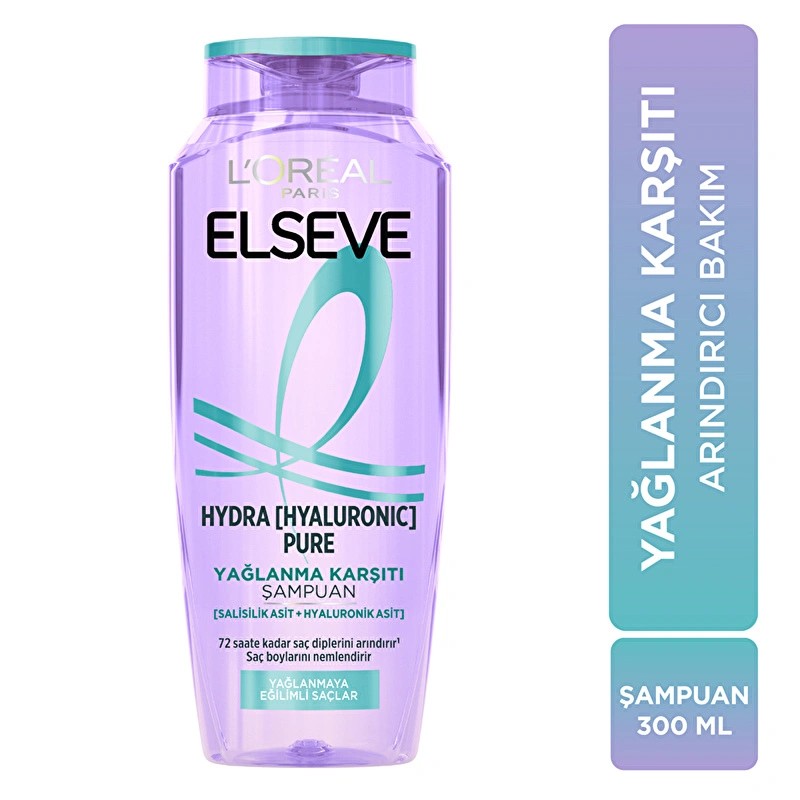 Loreal Paris Elseve Hydra Hyaluronic Pure Salisilik Asit İçeren Yağlanma Karşıtı Arındırıcı Şampuan 300 ml