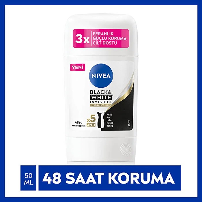 Nivea Stick Deodorant Black&White Invisible İpeksi Pürüzsüzlük Women 50 ml