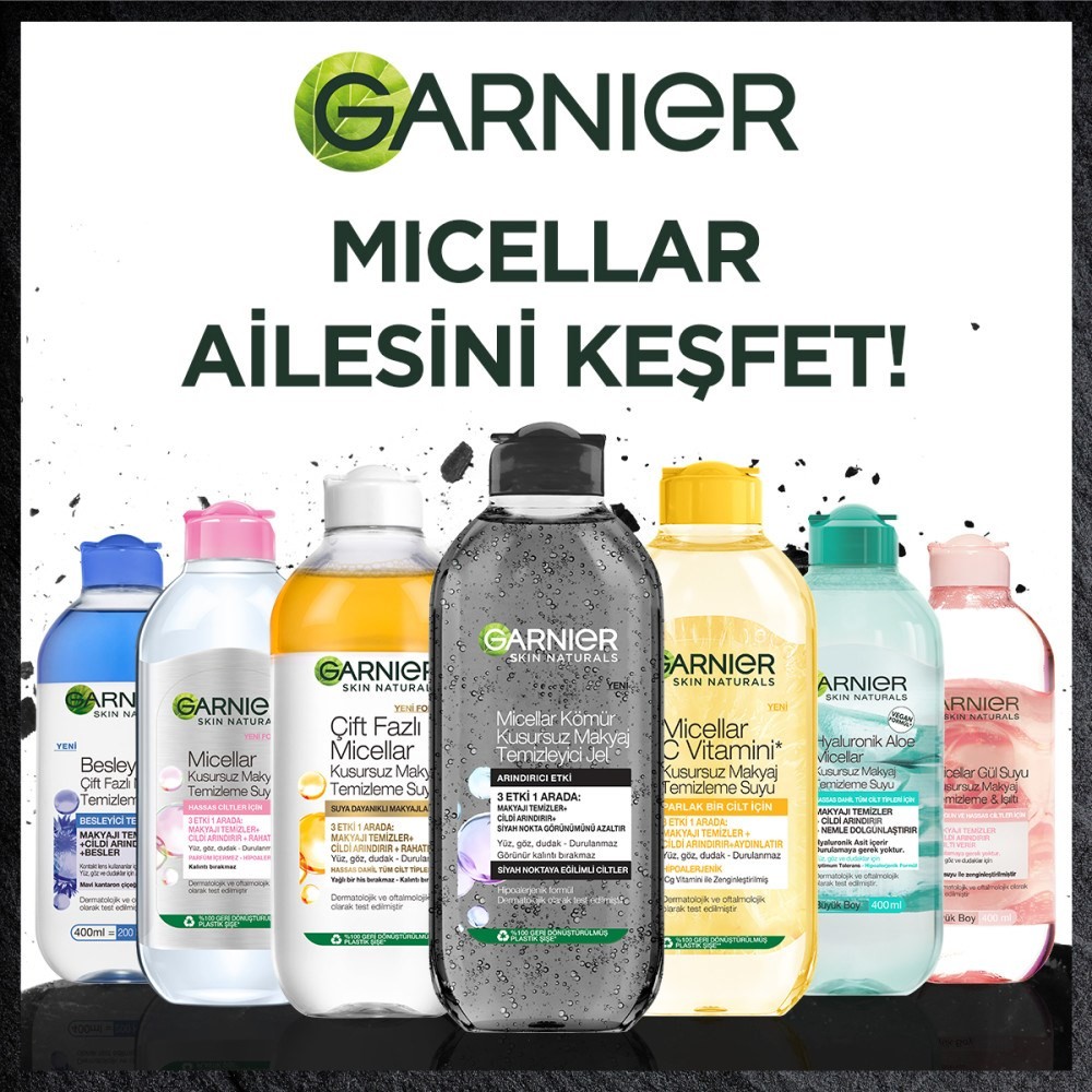 Garnier Micellar Kömür Kusursuz Makyaj Temizleyici Jel 400 ML