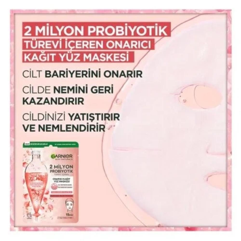 Garnier 2 Milyon Probiyotik Türevi İçeren Onarıcı Kağıt Yüz Maskesi