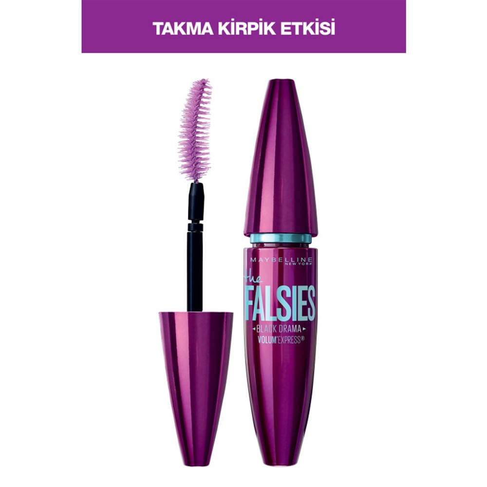 Maybelline New York Takma Kirpik Etkili Siyah Maskara - Volum Express Falsies Black Drama Mascara