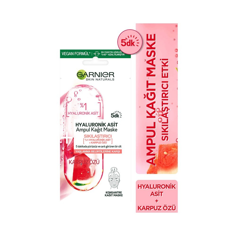 Garnier Skin Ampul Kağıt Yüz Maskesi - Natural Hyaluronik Asit Sıkılaştırıcı Etki 15gr