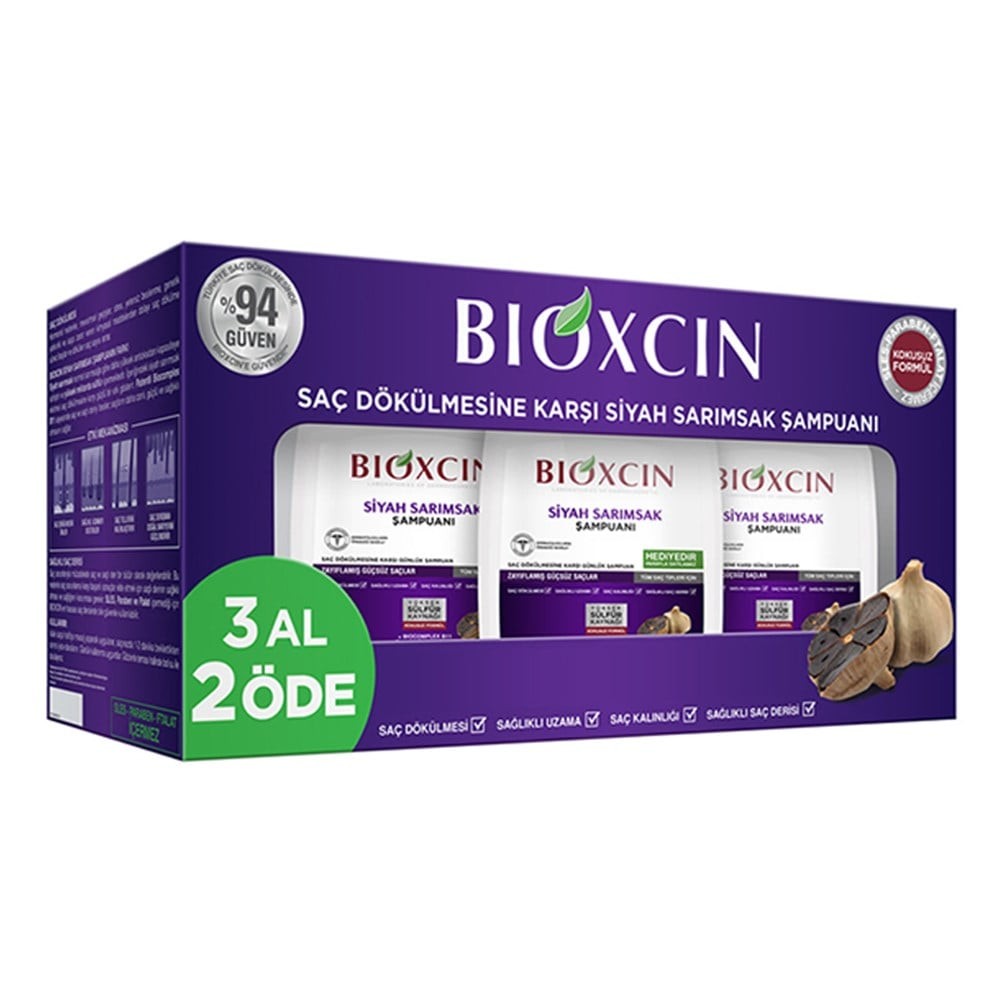 Bioxcin Şampuan Siyah Sarımsak Özlü 3Al 2 Öde Serisi 300 ml