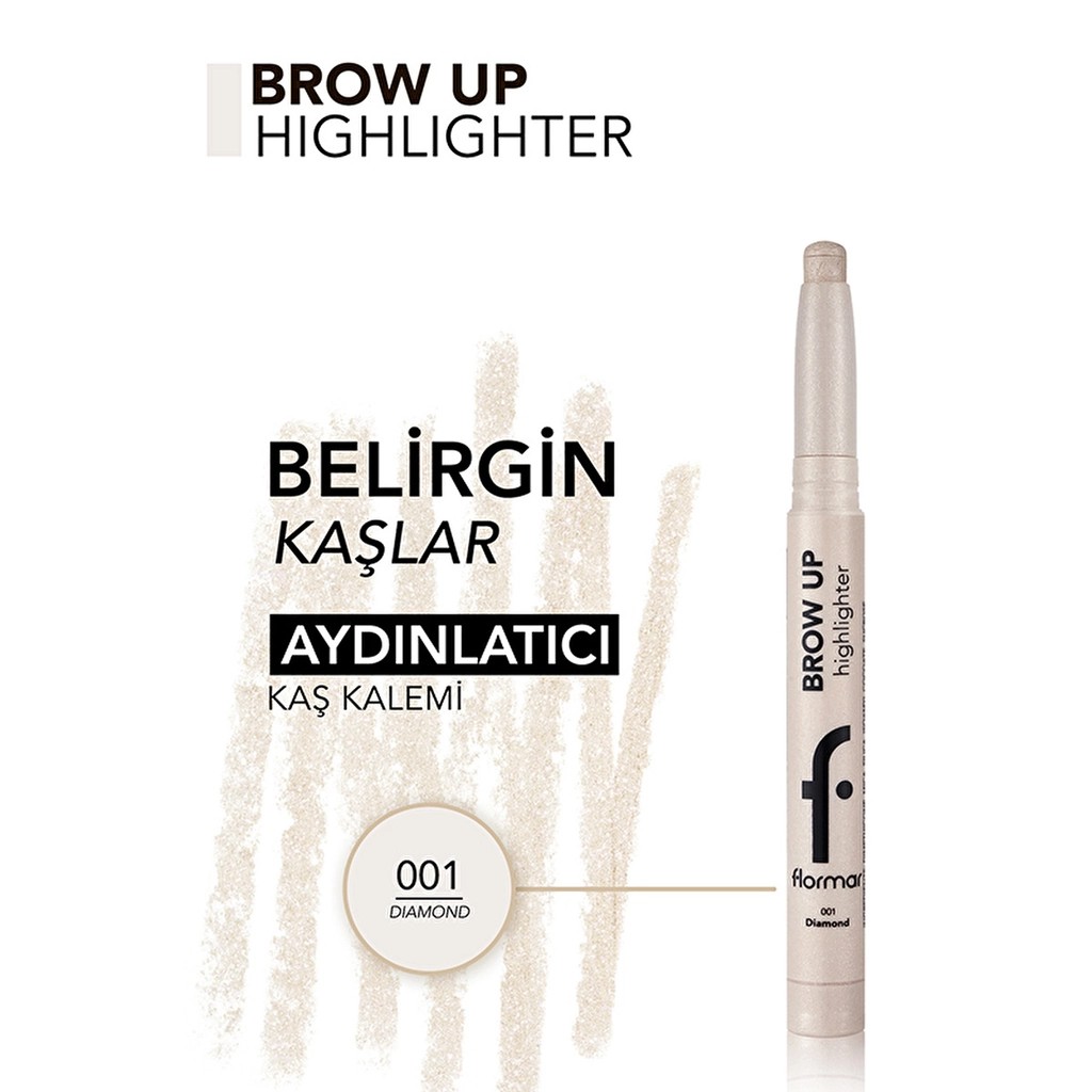 Flormar Brow Up Yumuşak Dokulu & Yoğun Işıltılı Asansörlü Kaş Altı Aydınlatma Kalemi 001 Diamond