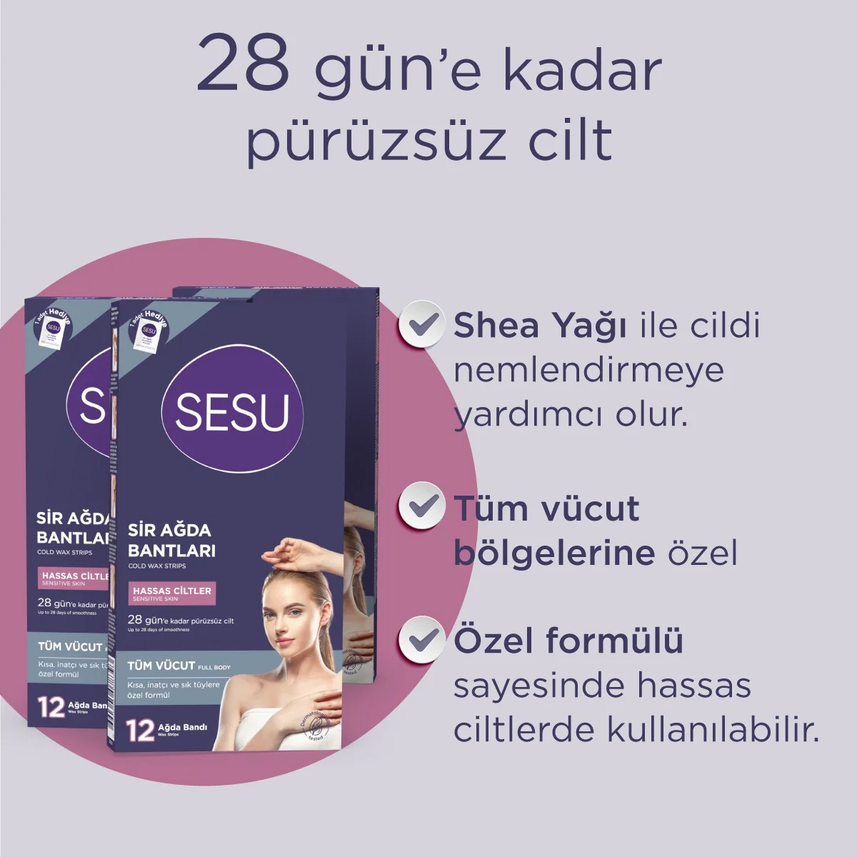 Sesu Sir Ağda Bantları Vücut Hassas Ciltler 12'li