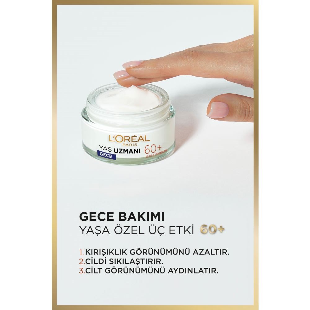 Loreal Paris Yaş Uzmanı 60+ Kırışıklık Karşıtı Besleyici Gece Kremi 50 ml