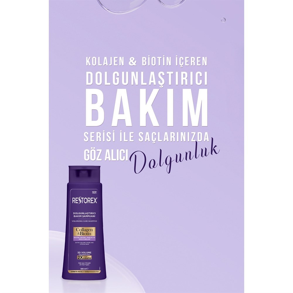 Restorex Şampuan Collagen Biotin Hacimsiz Saçlar için Dolgunlaştırıcı Etki 500 ml