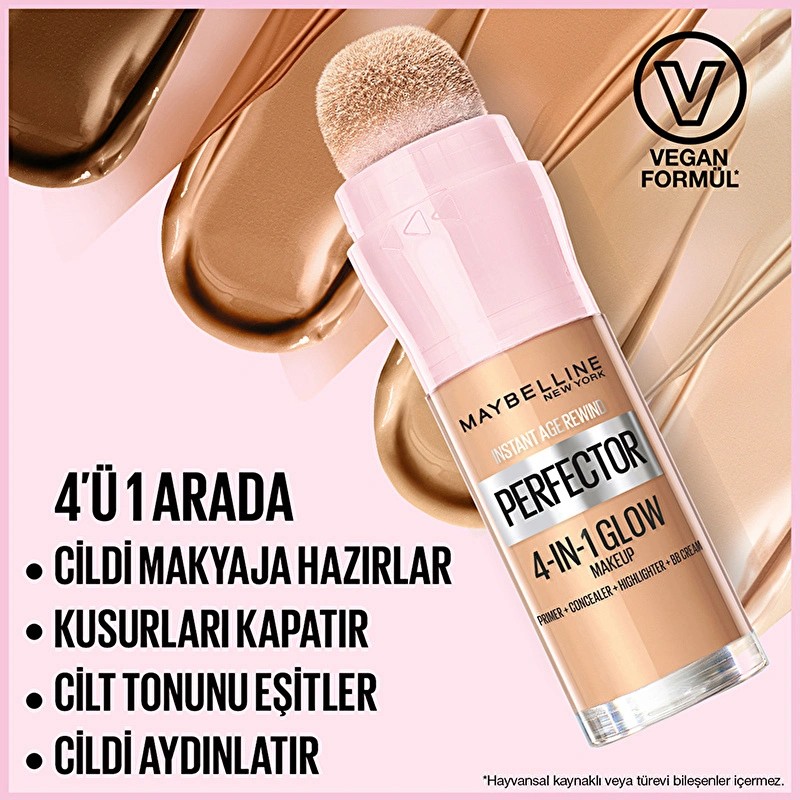 Maybelline New York Instant Perfector Glow 4 Etki 1 Arada Fondöten 1.5 Light Medium