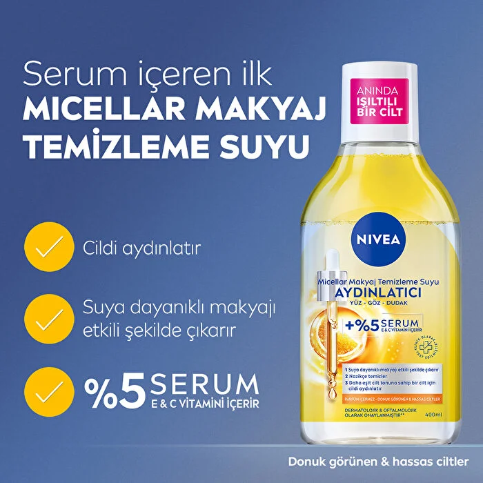 Nivea Micellar Makyaj Temizleme Suyu Serum İçerikli Aydınlatıcı 400 ml