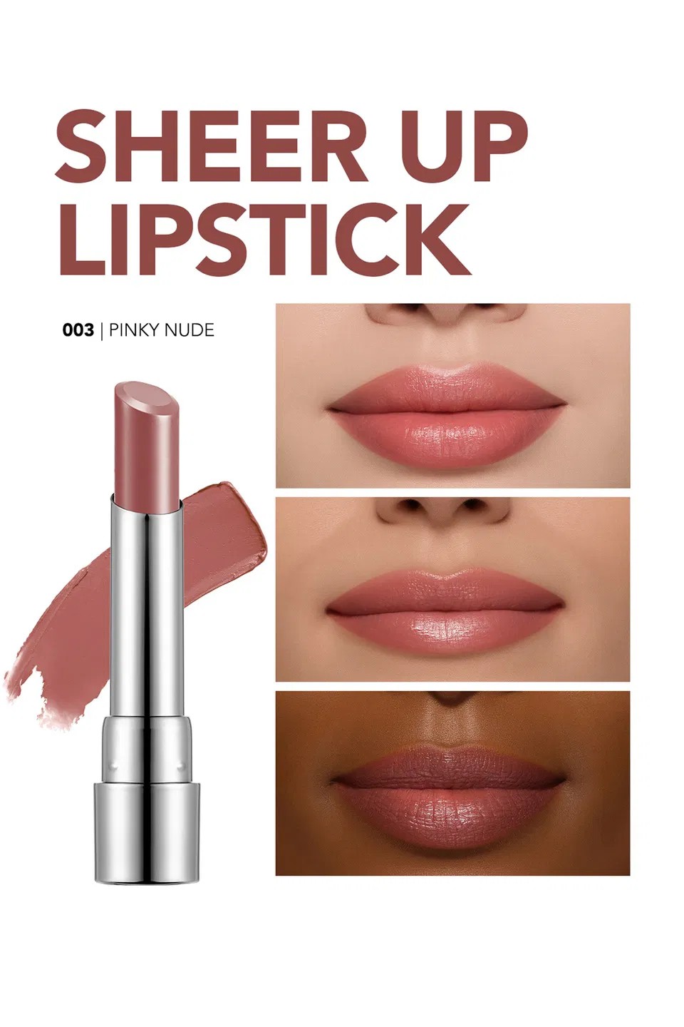 Flormar Sheer Up Nemlendirici Etkili Yarı Transparan Ruj 003 Pinky Nude