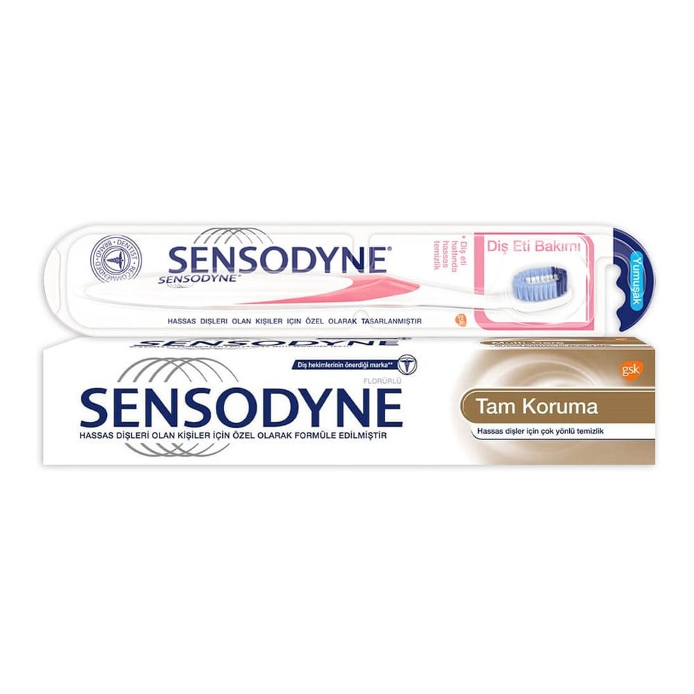 Sensodyne Tam Koruma Diş Macunu 75 ml + Sensodyn Yumuşak Diş Fırçası Hediyeli