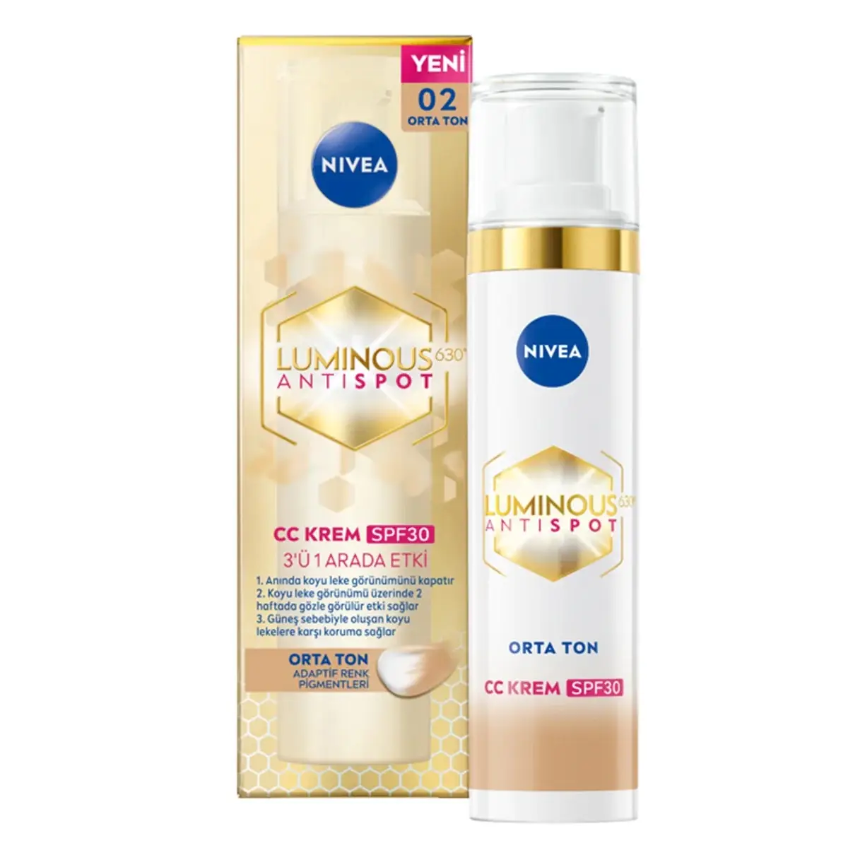 Nivea Luminous630 Koyu Leke Karşıtı CC Yüz Kremi SPF30 Orta Ton 40 ml