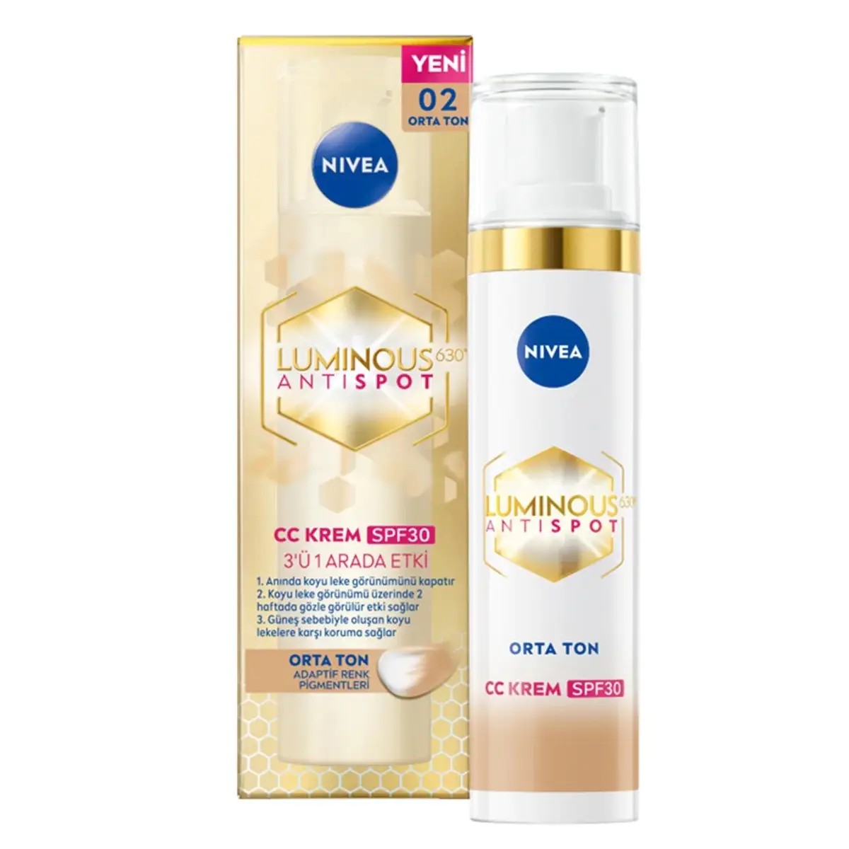 Nivea Luminous630 Koyu Leke Karşıtı CC Yüz Kremi SPF30 Orta Ton 40 ml