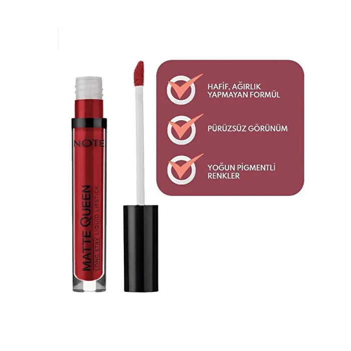 Note Matte Queen Lipstick Kalıcı Likit Ruj 15 Magestic Red