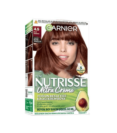 Garnier Nutrisse Ultra Creme Kit Saç Boyası 4.5 Kızıl Kestane