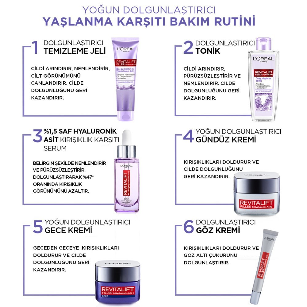 Loreal Paris Revitalift Filler Hyaluronik Asit Dolgunlaştırıcı Yüz Temizleme Jeli 150 ml