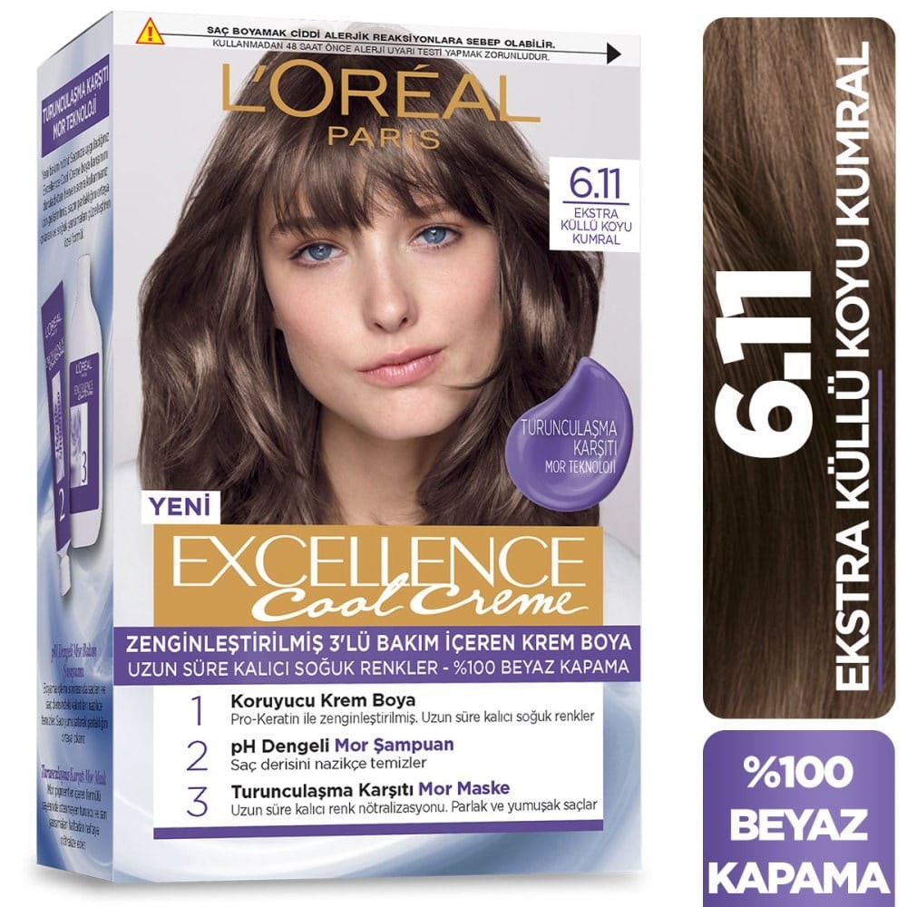 Loreal Paris Excellence Cool Creme Saç Boyası 6.11 Ekstra Küllü Koyu Kumral