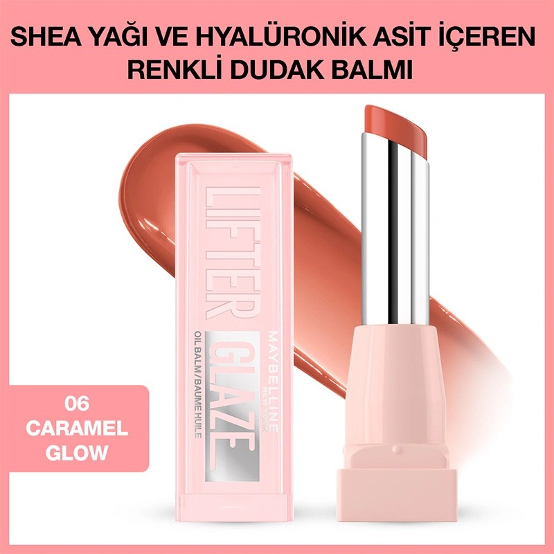 Maybelline New York Lifter Glaze Shea Yağı ve Hyalüronik Asit İçeren Renkli Dudak Balmı 06 Caramel Glow