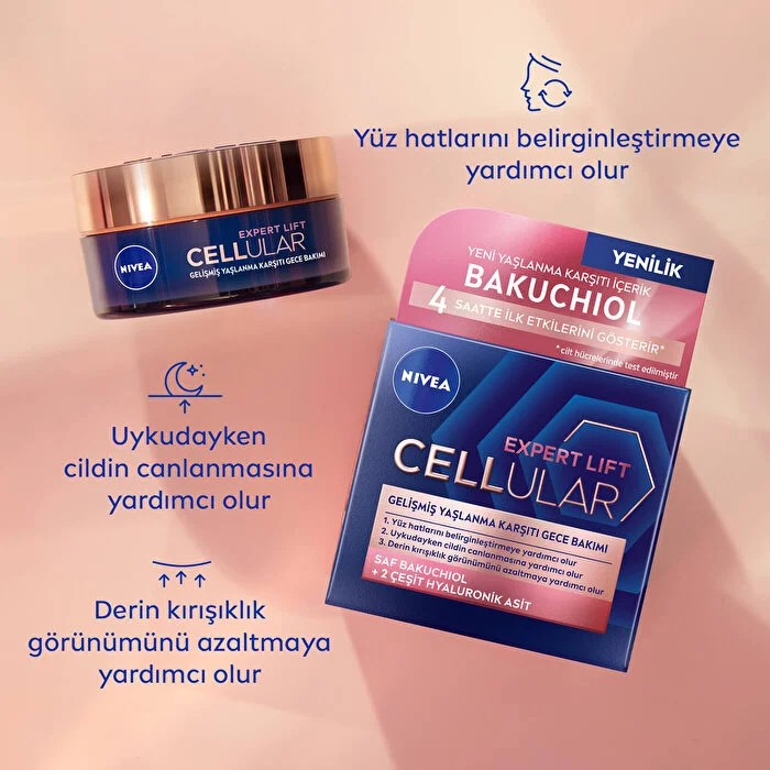 Nivea Cellular Expert Lift Doğal Retinol Alternatifi Saf Bakuchiol ve Hyaluronik Asit içeren Gece Kremi
