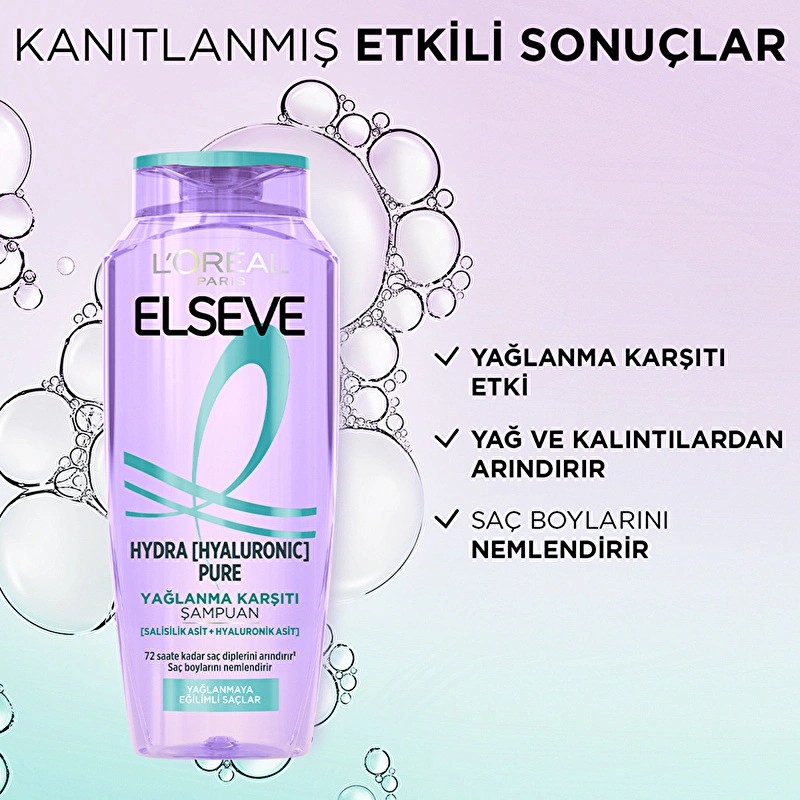 Loreal Paris Elseve Hydra Hyaluronic Pure Salisilik Asit İçeren Yağlanma Karşıtı Arındırıcı Şampuan 300 ml