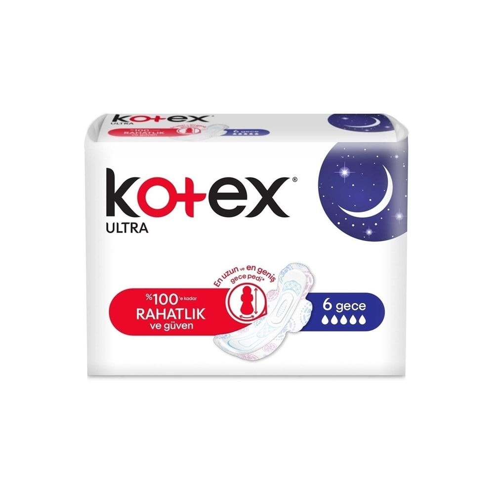 Kotex Hijyenik Ped Ultra Gece Kanatlı 6lı