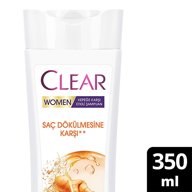Clear Women Kepeğe Karşı Etkili Şampuan Saç Dökülmesine Karşı Zencefil Özü 350 ml