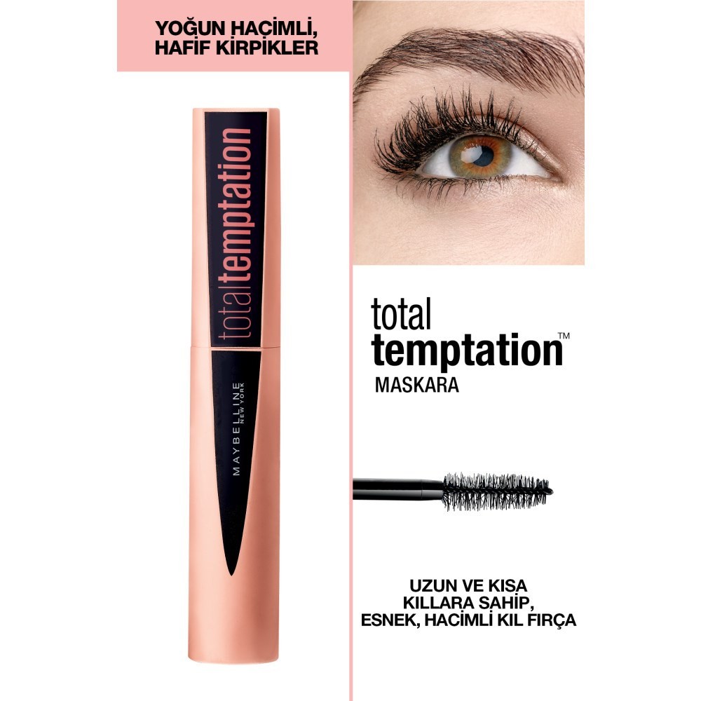 Maybelline New York Yoğun Hacim Veren Siyah Maskara Total Temptation Mascara
