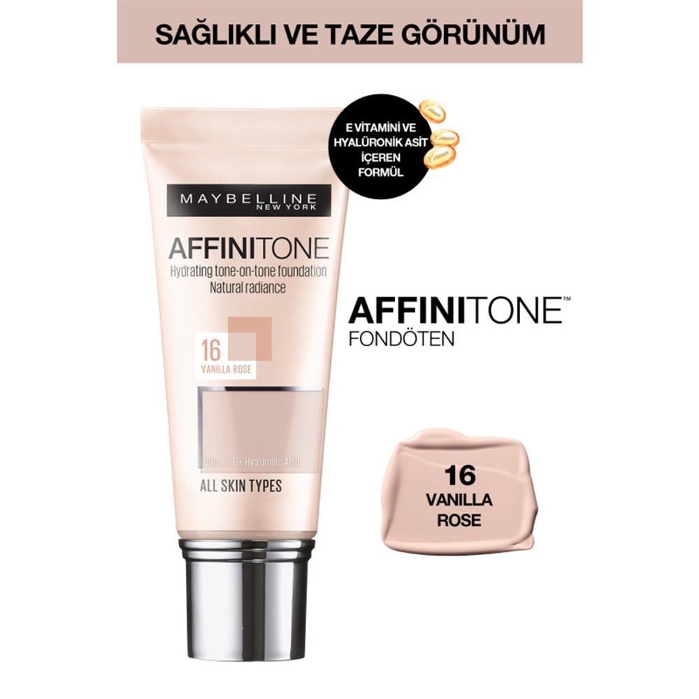 Maybelline New York Nemlendirme Etkili Fondöten Affinitone Foundation 16 Vanilla Rose