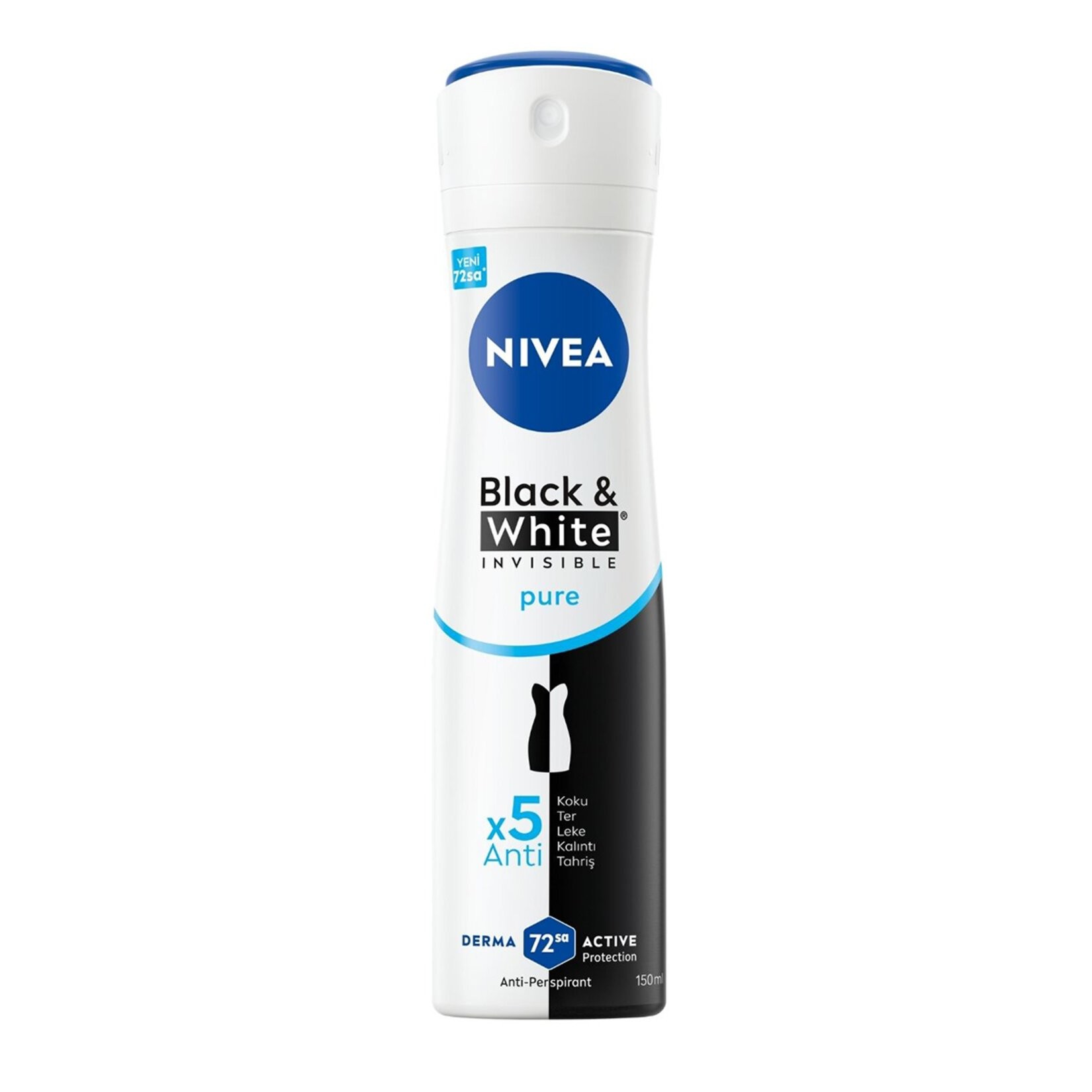 NIVEA Kadın Sprey Deodorant Black&White Invisible Pure 150 ml